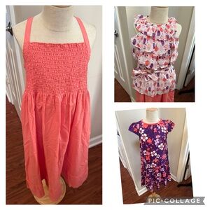 Girls Bundle: Coral and Floral Kids Dress & Ruffle Top Set